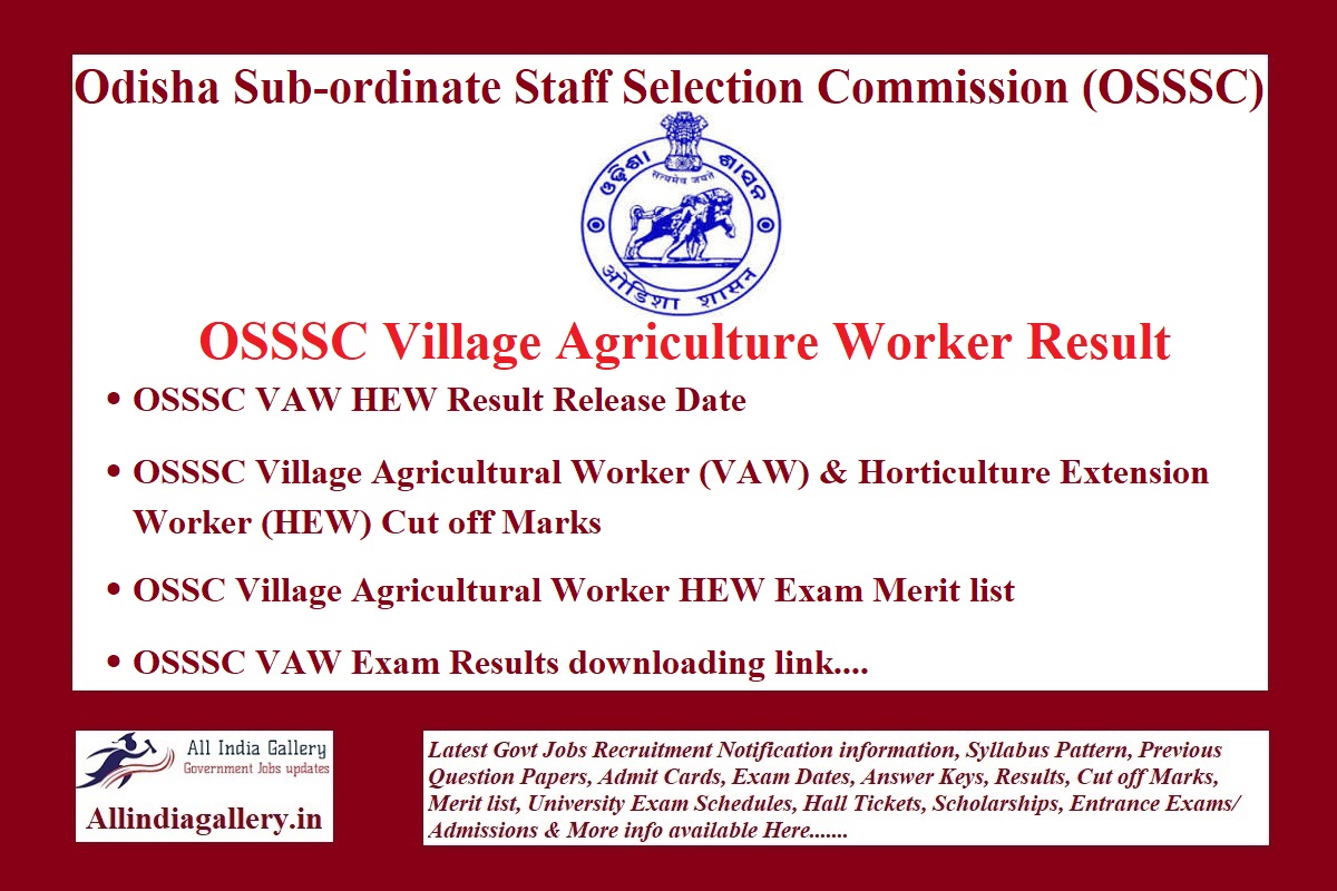OSSSC Village Agriculture Worker Result