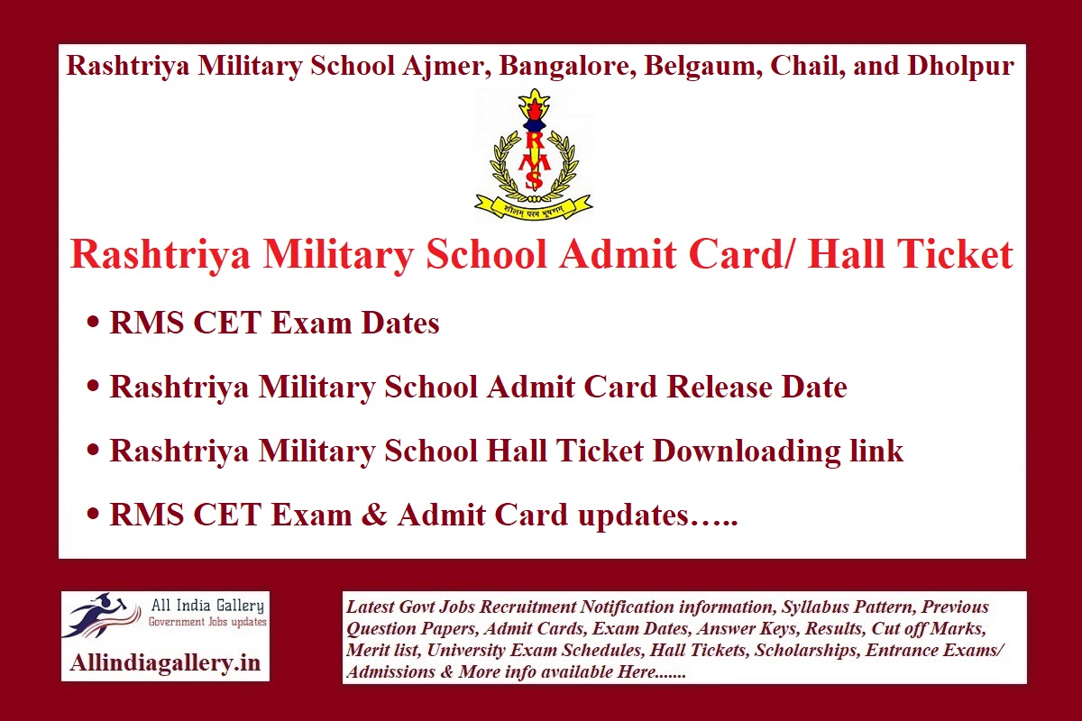 Rashtriya Military School Admit Card