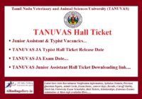 TANUVAS Junior Assistant Hall Ticket