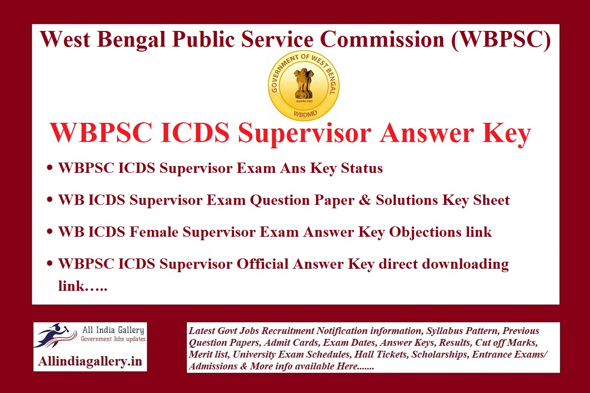 WBPSC ICDS Supervisor Answer Key