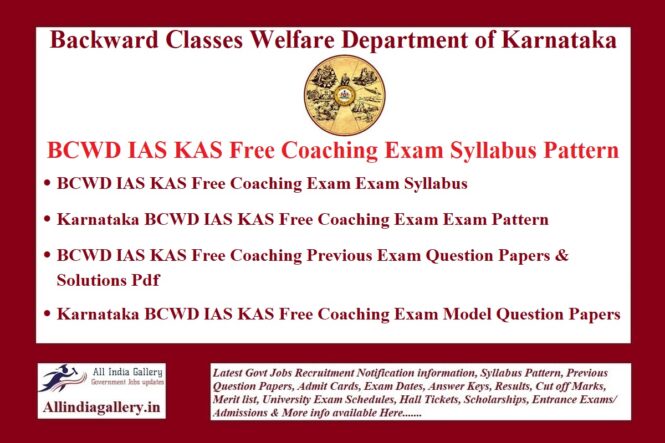 BCWD IAS KAS Free Coaching Exam Syllabus Pattern