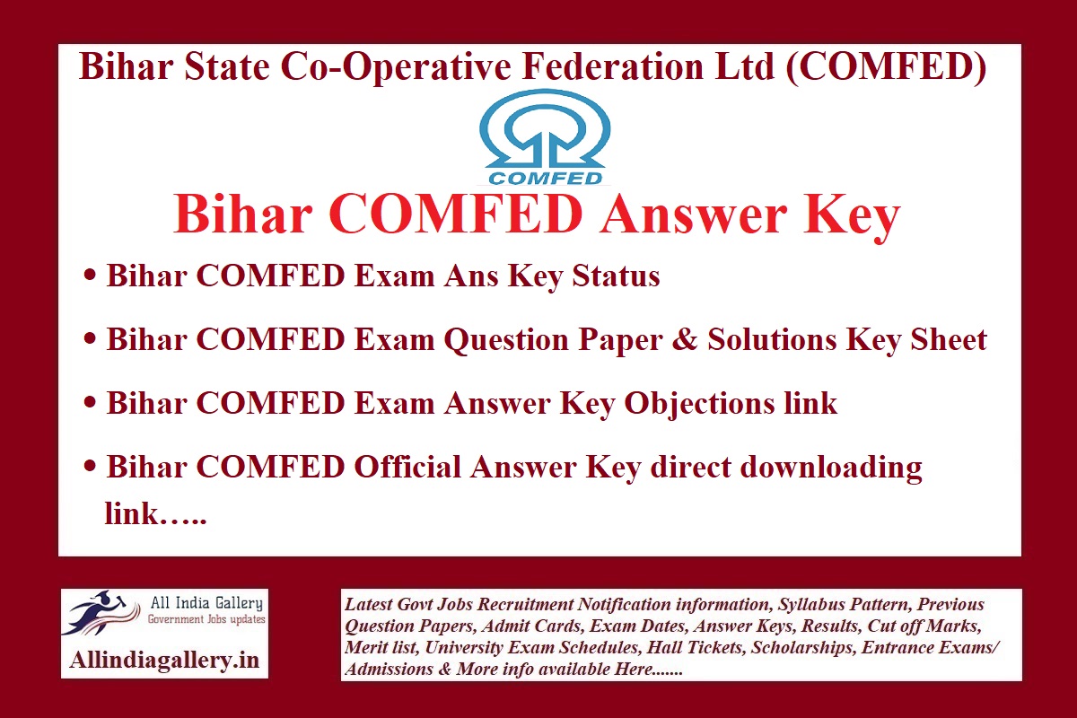 Bihar COMFED Answer Key