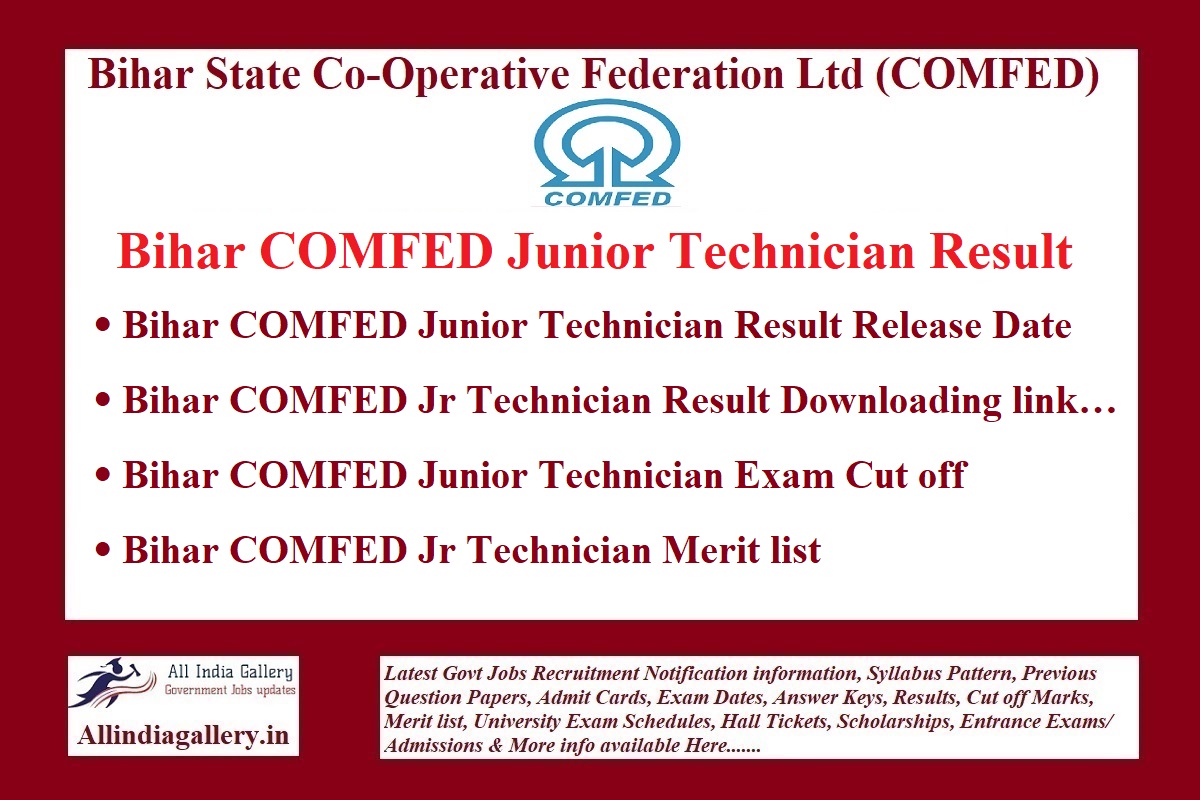 Bihar COMFED Junior Technician Result