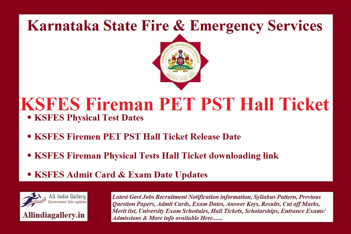 KSFES Fireman PET PST Hall Ticket