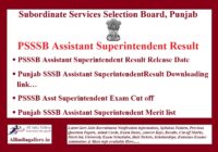 PSSSB Assistant Superintendent Result
