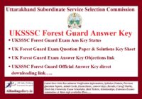 UKSSSC Forest Guard Answer Key