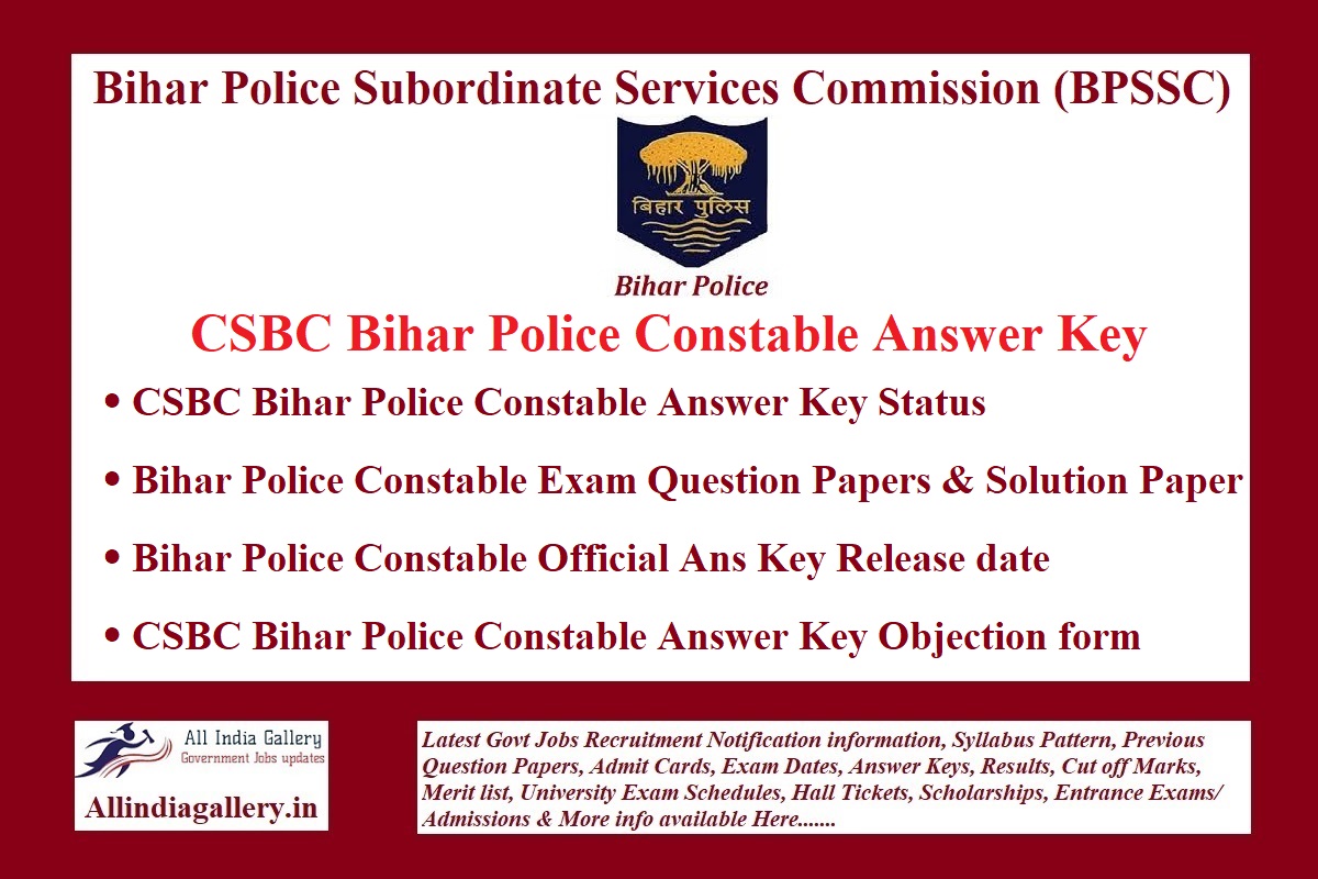 CSBC Bihar Police Constable Answer key