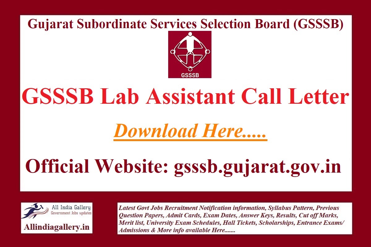 GSSSB Lab Assistant Call Letter