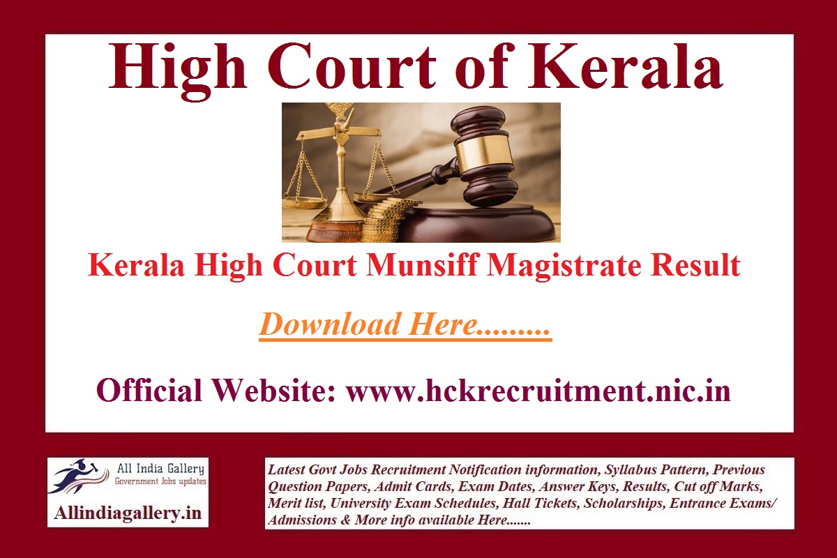 Kerala High Court Munsiff Magistrate Result