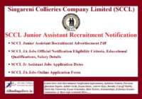 SCCL Junior Assistant Recruitment Notification
