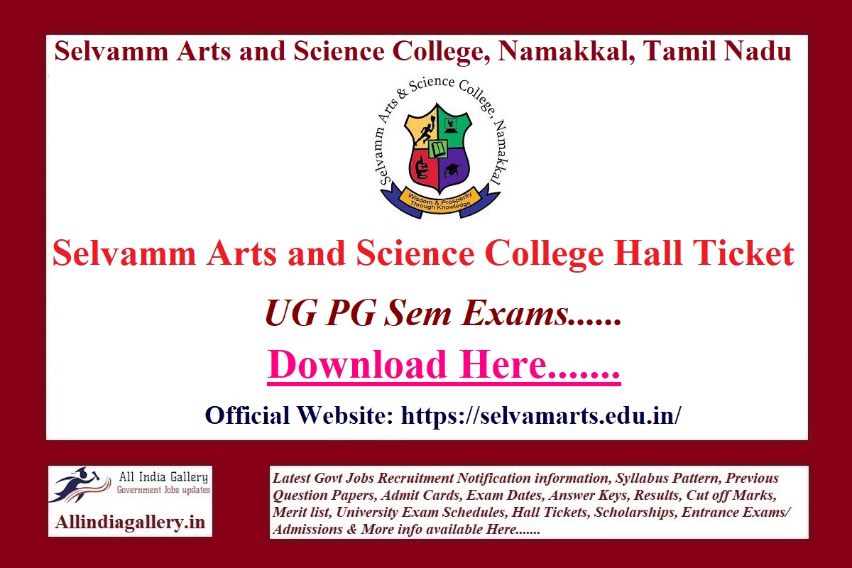 Selvamm Arts and Science College Hall Ticket
