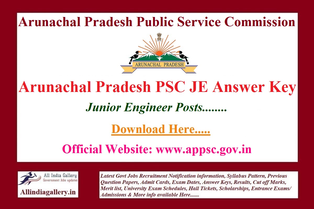 Arunachal Pradesh PSC JE Answer Key