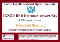IGNOU BED Entrance Answer Key