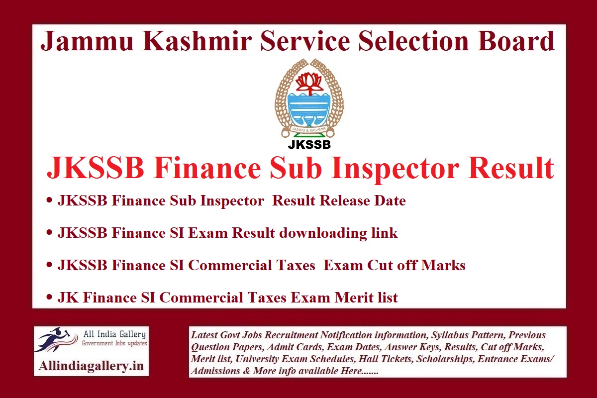 JKSSB Finance Sub Inspector Result