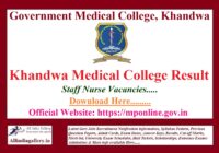 Khandwa Medical College Staff Nurse Result
