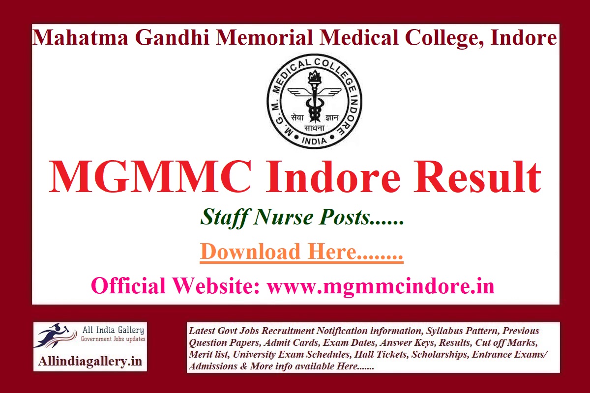MGMMC Indore Staff Nurse Result