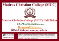 Madras Christian College MCC Hall Ticket