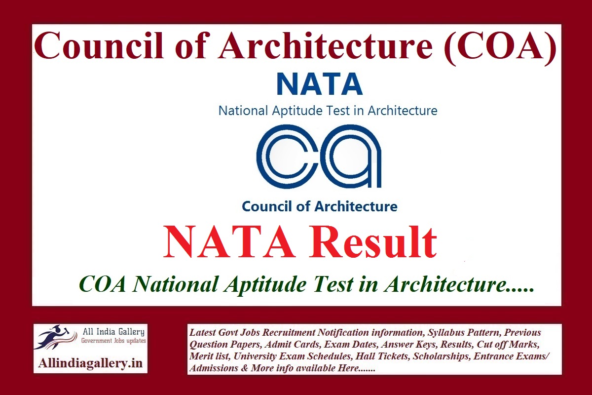 NATA Result 2021 COA National Aptitude Test In Architecture Exam Results Merit List