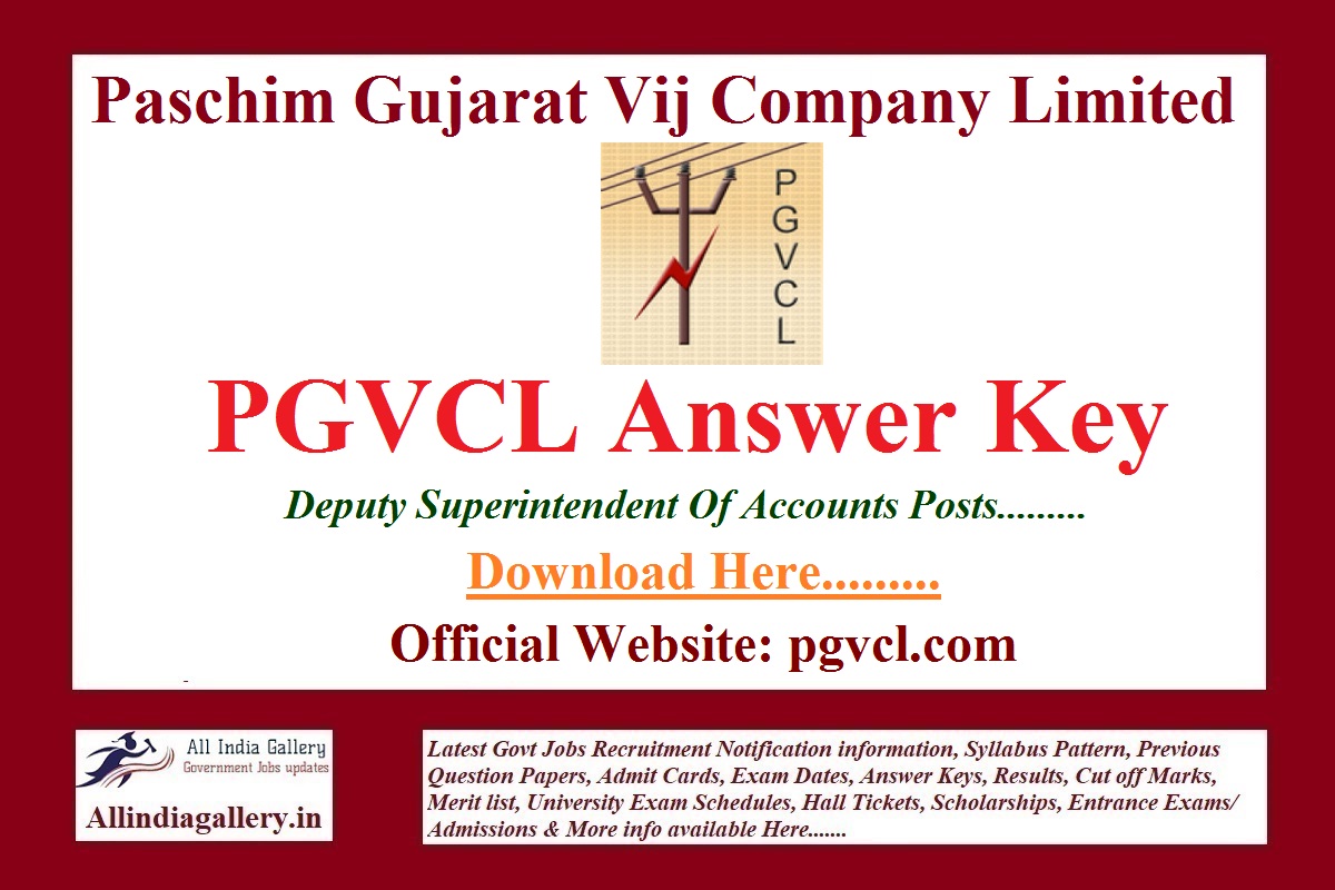 PGVCL Deputy Superintendent of Accounts Answer Key