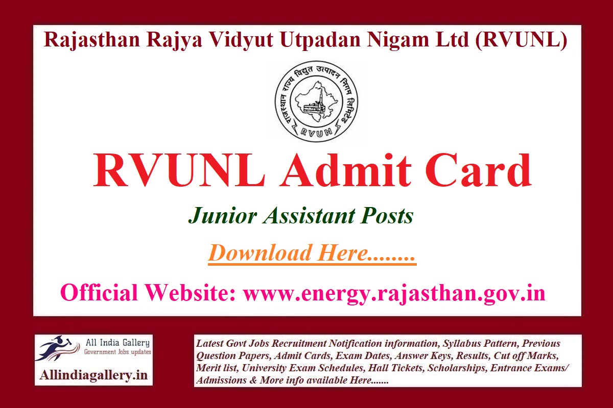 RVUNL Junior Assistant Admit Card