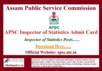 APSC Inspector of Statistics Admit Card