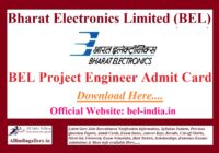 BEL Project Engineer Admit Card