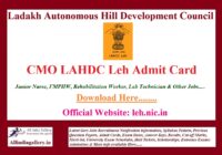 CMO LAHDC Leh Admit Card