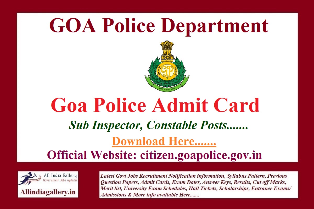 Goa Police Constable Admit Card