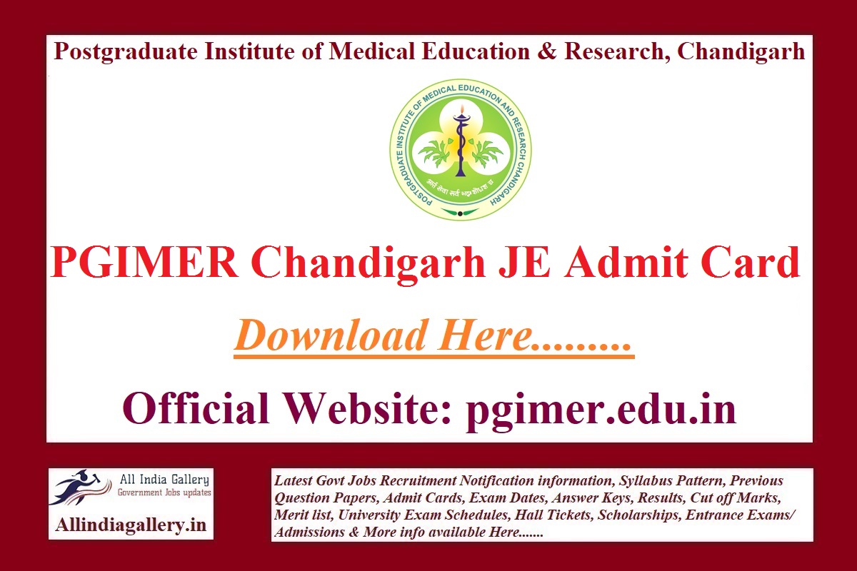 PGIMER Chandigarh JE Admit Card