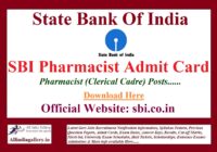 SBI Pharmacist Admit Card