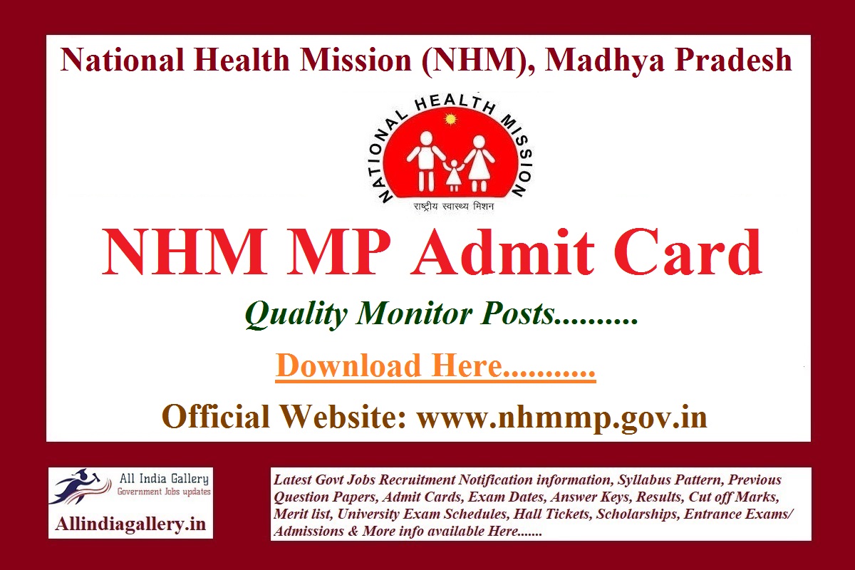 NHM MP District Quality Monitor Admit Card