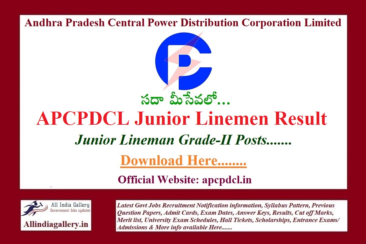 APCPDCL Junior Linemen Result