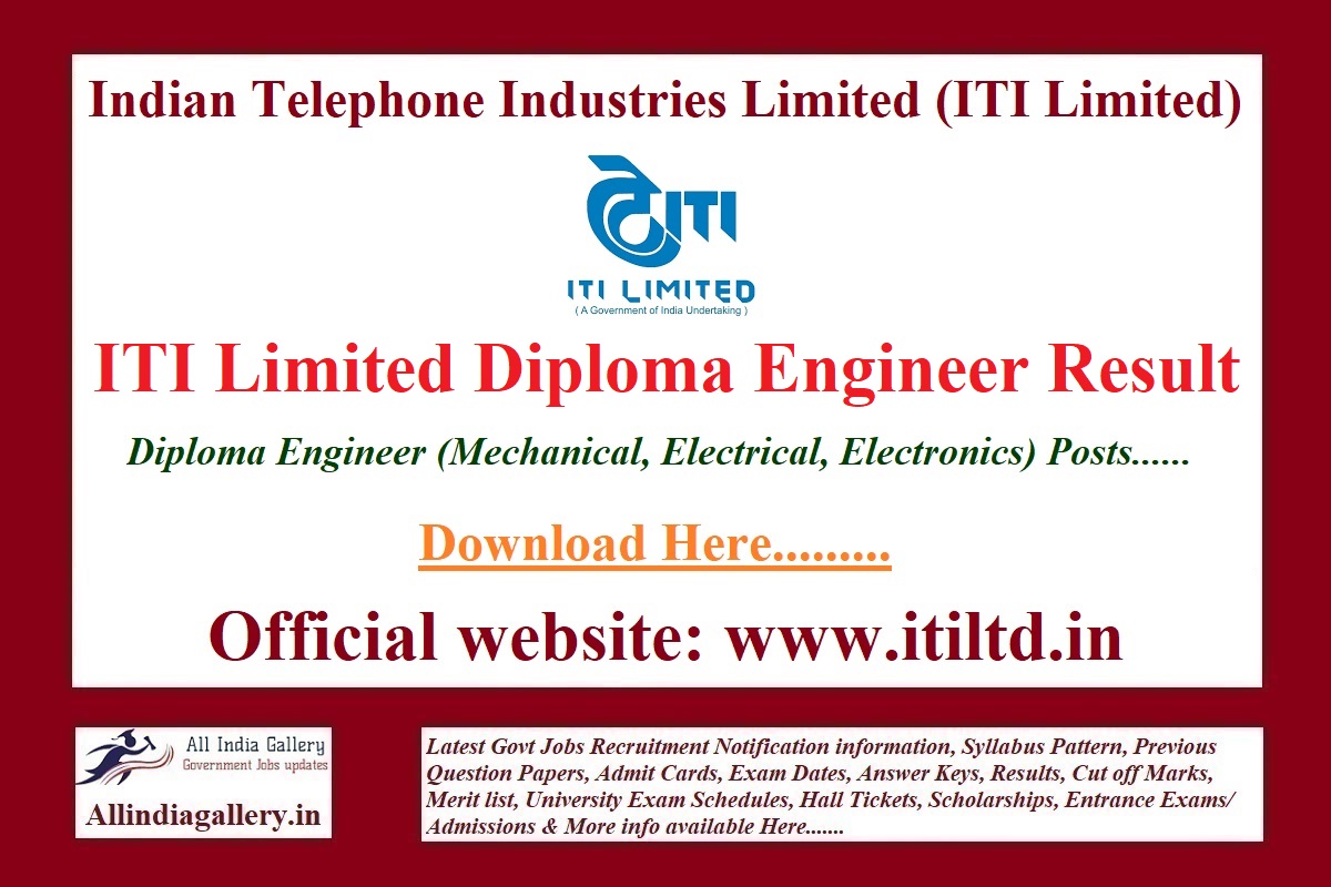 ITI Limited Diploma Engineer Result