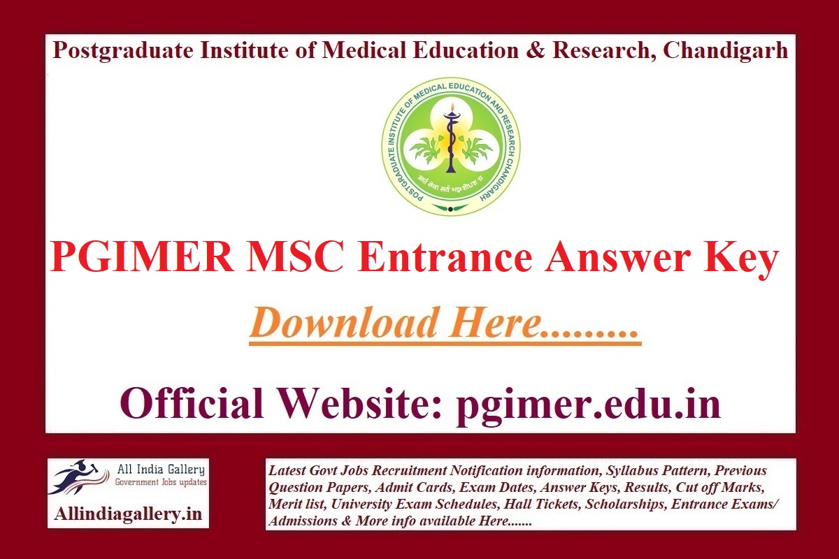 PGIMER MSC Entrance Answer Key