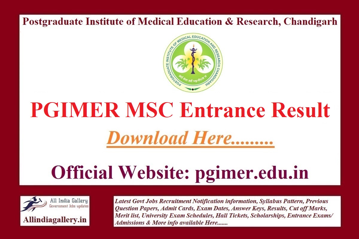PGIMER MSC Entrance Result