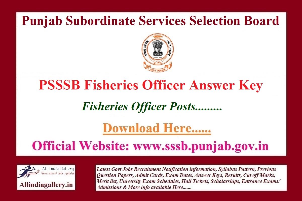 PSSSB Fisheries Officer Answer Key