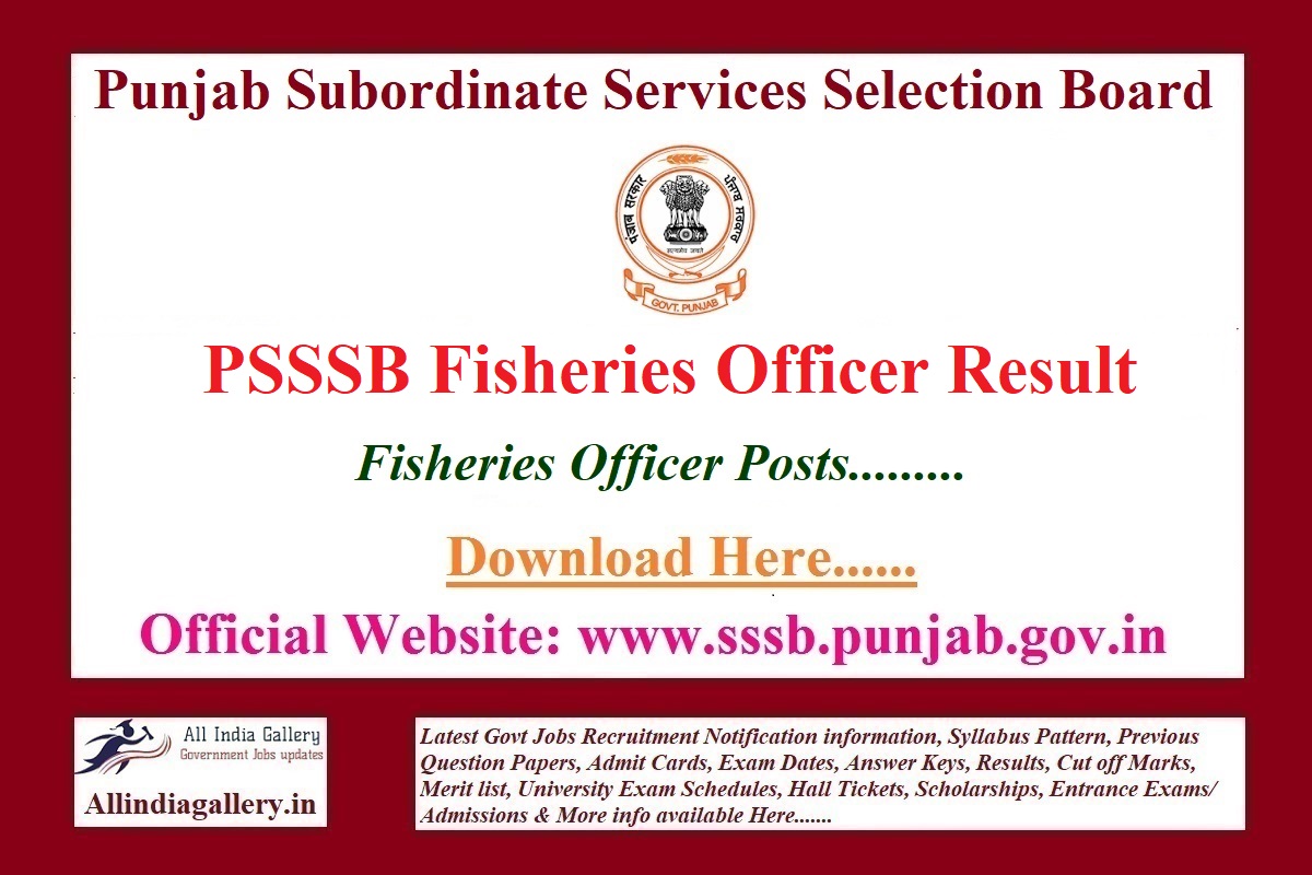 PSSSB Fisheries Officer Result