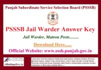 PSSSB Jail Warder Answer Key