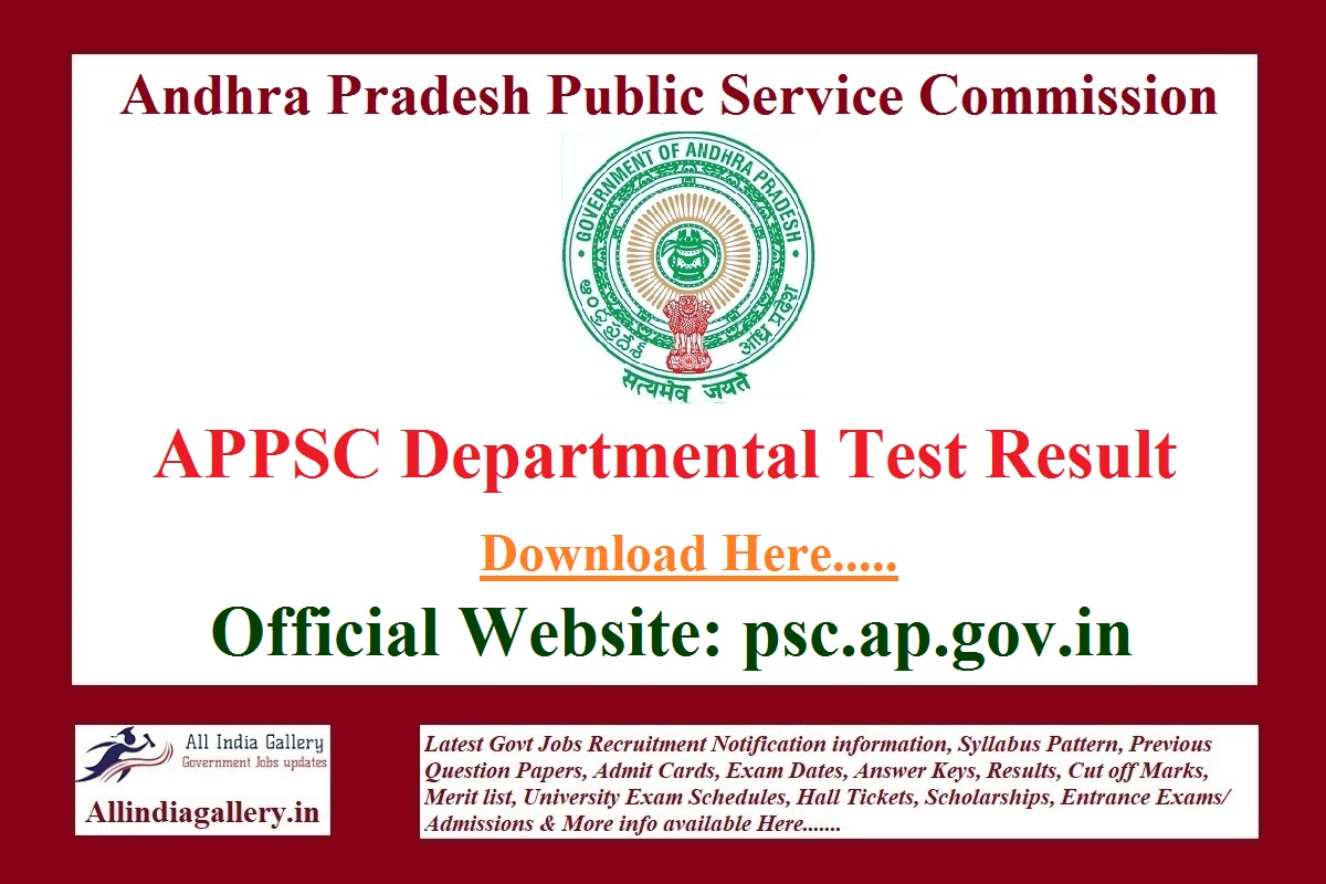 APPSC Departmental Test Result