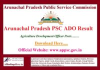 Arunachal Pradesh PSC ADO Result