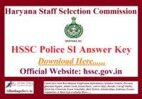 HSSC Police SI Answer Key