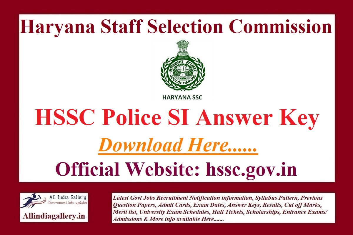 HSSC Police SI Answer Key