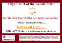 Kerala High Court Office Attendant Answer Key