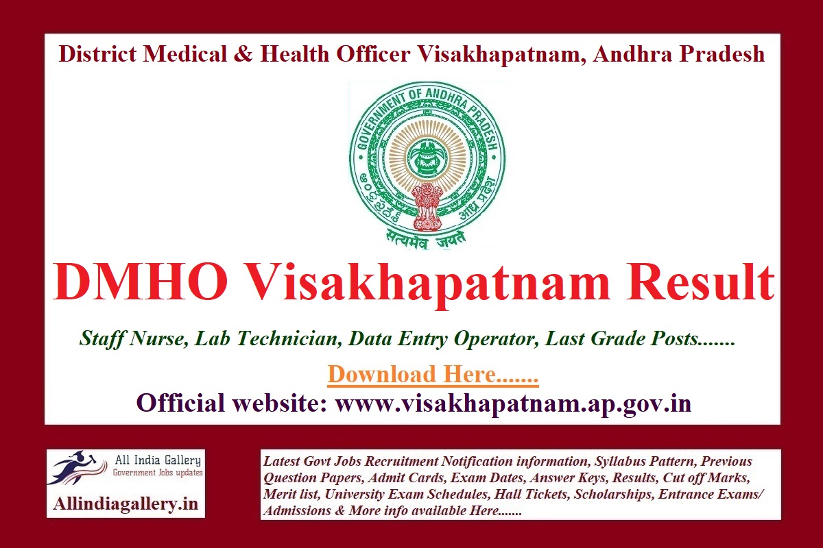 DMHO Visakhapatnam Staff Nurse Result