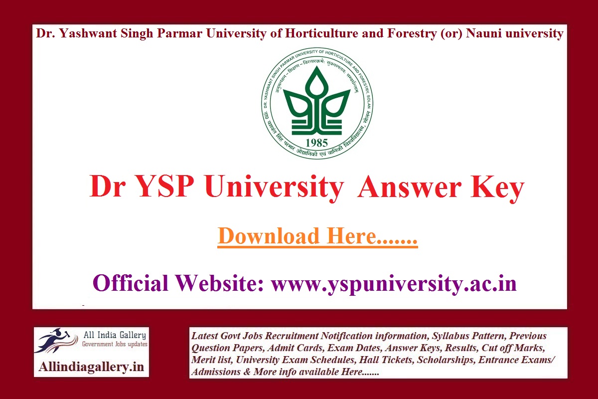Dr YSP University JOA Answer Key