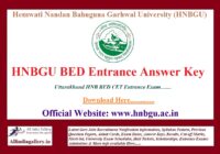 HNBGU BED Entrance Answer Key