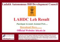 LAHDC Leh Panchayat Accounts Assistant Result