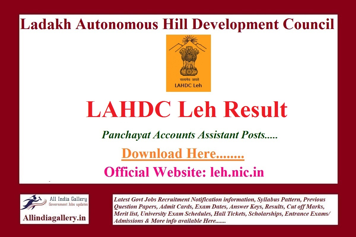 LAHDC Leh Panchayat Accounts Assistant Result