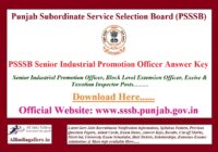 PSSSB Senior Industrial Promotion Officer Answer Key