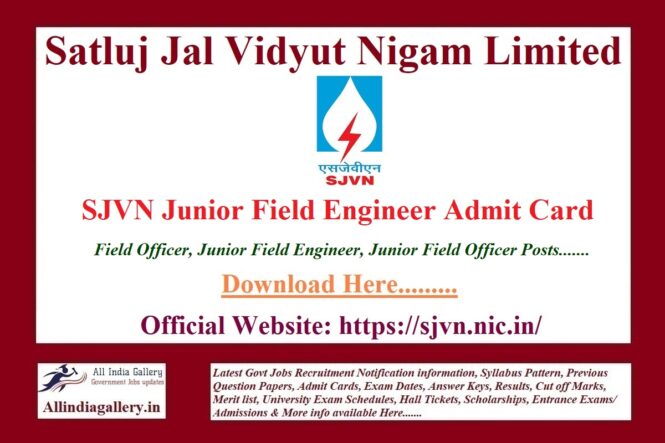 SJVN Junior Field Engineer Admit Card